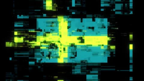3D rendering flag Sweden with screen effects of technological glitches Stock-Illustration