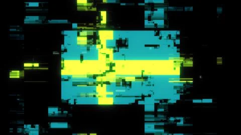 3D rendering flag Sweden with screen effects of technological glitches Stock-Illustration