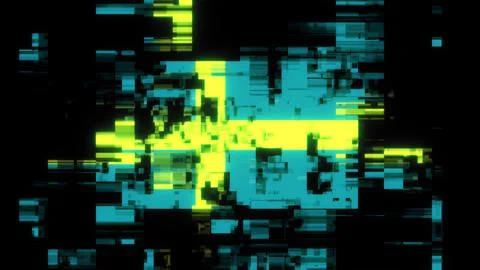 3D rendering flag Sweden with screen effects of technological glitches Stock Illustration