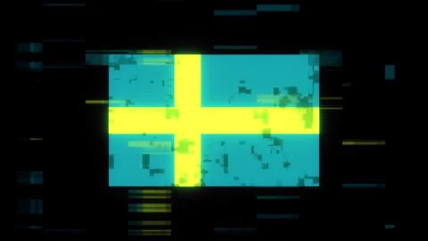 3D rendering flag Sweden with screen effects of technological glitches Stock-Illustration