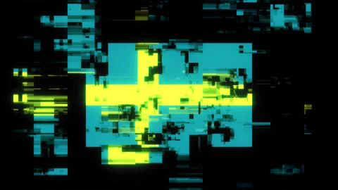 3D rendering flag Sweden with screen effects of technological glitches 库存插图