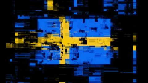 3D rendering flag Sweden with screen effects of technological glitches Stock-Illustration