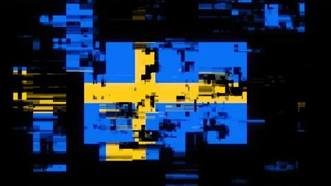 3D rendering flag Sweden with screen effects of technological glitches Stock-Illustration
