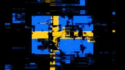 3D rendering flag Sweden with screen effects of technological glitches Stock-Illustration