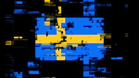 3D rendering flag Sweden with screen effects of technological glitches Stock-Illustration