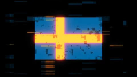 3D rendering flag Sweden with screen effects of technological glitches Stock-Illustration