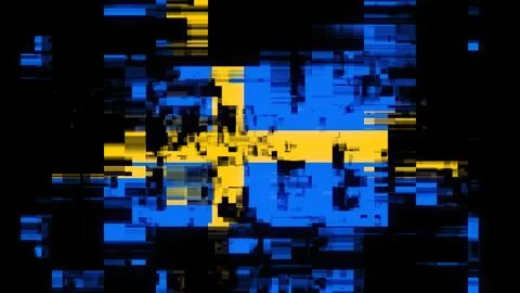 3D rendering flag Sweden with screen effects of technological glitches Stock-Illustration