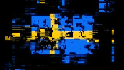 3D rendering flag Sweden with screen effects of technological glitches Stock-Illustration