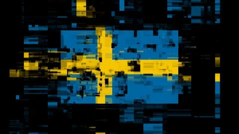 3D rendering flag Sweden with screen effects of technological glitches Stock-Illustration