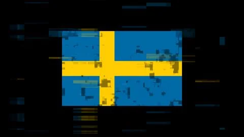 3D rendering flag Sweden with screen effects of technological glitches Stock-Illustration
