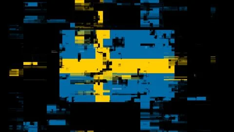 3D rendering flag Sweden with screen effects of technological glitches Stock-Illustration