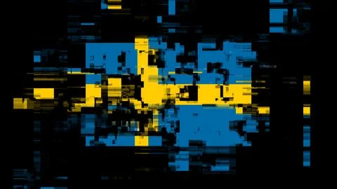 3D rendering flag Sweden with screen effects of technological glitches Stock-Illustration