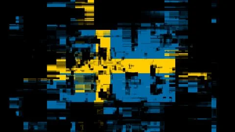 3D rendering flag Sweden with screen effects of technological glitches Stock-Illustration