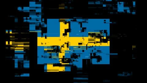 3D rendering flag Sweden with screen effects of technological glitches Stock-Illustration