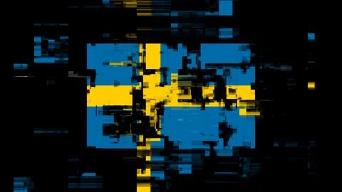 3D rendering flag Sweden with screen effects of technological glitches Stock-Illustration