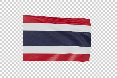 3D rendering of the Flag of Thailand isolated on a transparent background. Stock Illustration