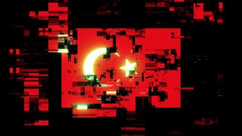 3D rendering flag Turkey with screen effects of technological glitches Illustrazione stock