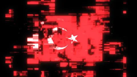 3D rendering flag Turkey with screen effects of technological glitches Stock Illustration