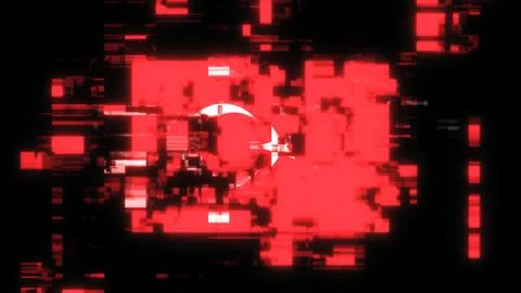 3D rendering flag Turkey with screen effects of technological glitches Stock-Illustration