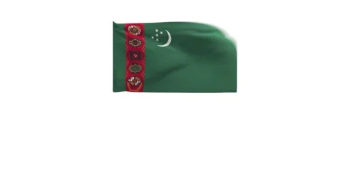 3D rendering of the flag of Turkmenistan Stock Footage 250001940