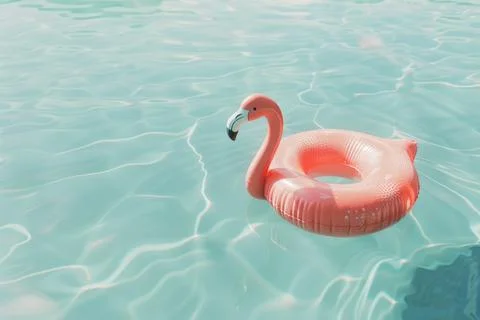 3D rendering of a flamingo floatie in light blue water Fotos de archivo