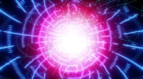 A 3D rendering of a flash with cosmic and astrological patterns in purple and Stockillustratie