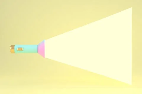 3d rendering of flashlight with mock up beam as space for text for commercial Stock Illustration