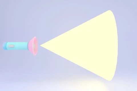 3d rendering of flashlight with mock up beam as space for text for commercial Stock Illustration