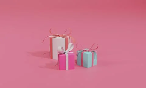 3D rendering flat illustration Online shopping store on gift. Premium illustr Stock Illustration