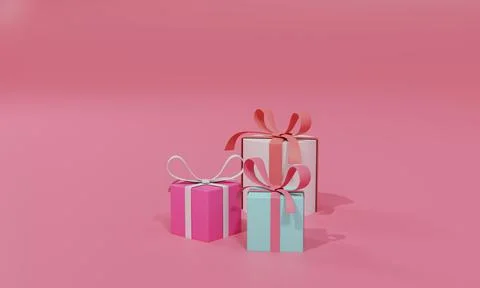 3D rendering flat illustration Online shopping store on gift. Premium illustr Stock Illustration