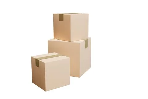 3D rendering flat illustration Online shopping cargo shipping cardboard. Prem Stock Illustration