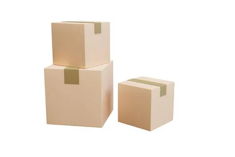 3D rendering flat illustration Online shopping cargo shipping cardboard. Prem Stock Illustration