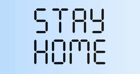 3D rendering of flickering "stay home" LCD segment display sign. Stock Footage 128712252