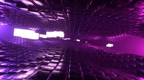 3D Rendering. Flight in abstract sci-fi tunnel. Futuristic motion graphics, h Ilustración de archivo