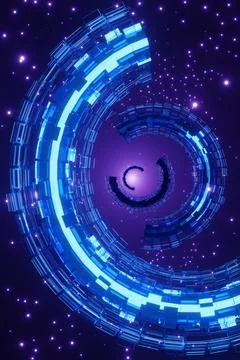 3D Rendering. Flight in abstract sci-fi tunnel. Futuristic motion graphics, h Stock Illustration