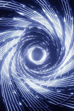 3D Rendering. Flight in abstract sci-fi tunnel. Futuristic motion graphics, h 스톡 일러스트