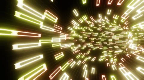3D Rendering. Flight in abstract sci-fi tunnel. Futuristic motion graphics, h Stock Illustration