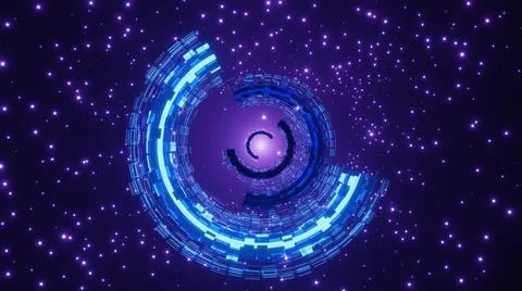 3D Rendering. Flight in abstract sci-fi tunnel. Futuristic motion graphics, h Stock Illustration