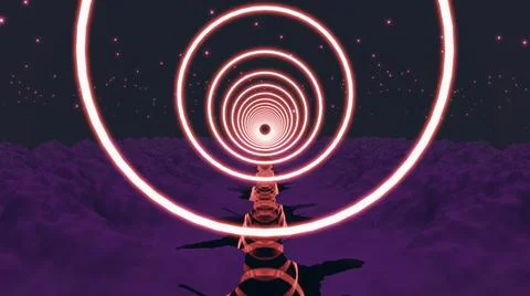 3D Rendering. Flight in abstract sci-fi tunnel seamless loop. Futuristic moti イラスト素材