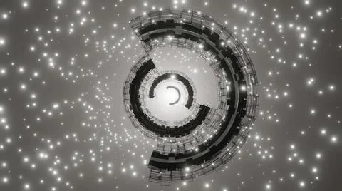 3D Rendering. Flight in abstract sci-fi tunnel. Futuristic motion graphics, h Stock Illustration