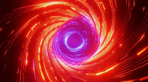 3D Rendering. Flight in abstract sci-fi tunnel. Futuristic motion graphics, h Stock Illustration