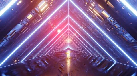 3D Rendering. Flight in abstract sci-fi tunnel. Futuristic motion graphics, h Illustrazione stock