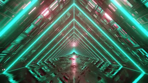 3D Rendering. Flight in abstract sci-fi tunnel. Futuristic motion graphics, h 스톡 일러스트