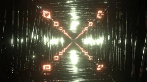 3D Rendering. Flight in abstract sci-fi tunnel. Futuristic motion graphics, h Illustrazione stock