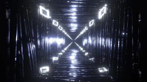 3D Rendering. Flight in abstract sci-fi tunnel. Futuristic motion graphics, h Stock Illustration