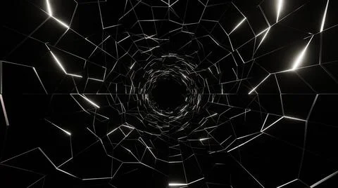 3D Rendering. Flight in abstract sci-fi tunnel. Futuristic motion graphics, h Stock Illustration