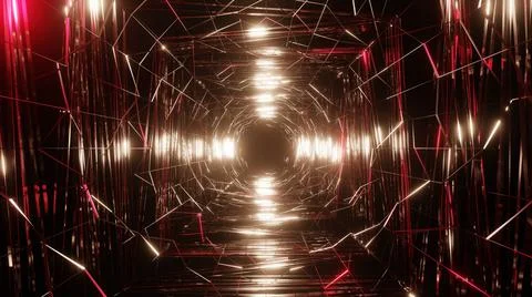 3D Rendering. Flight in abstract sci-fi tunnel. Futuristic motion graphics, h Illustrazione stock