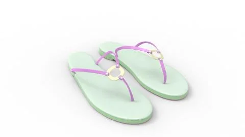 3d rendering of flip flops sandals isolated in studio background Illustrazione stock