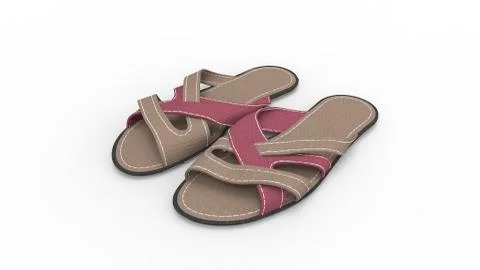 3D rendering of flip flops slippers shoes sandals rendering isolated on white Stock Illustration