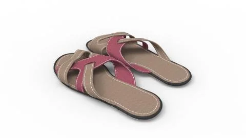 3D rendering of flip flops slippers shoes sandals rendering isolated on white Stock Illustration
